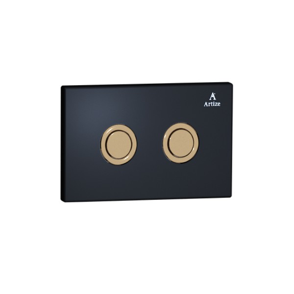 Cilica pneumatic black glass control plate Black Glass with Rose Gold Actuator
